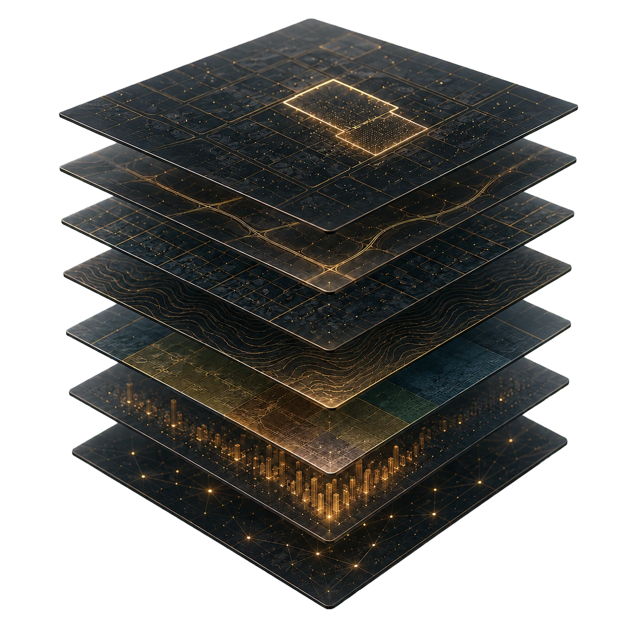 Layered map data stack